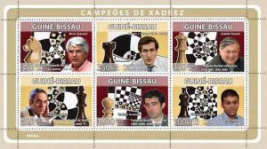 Guinea-Bissau - Chess Champions  Sheet of 6 GB8503a