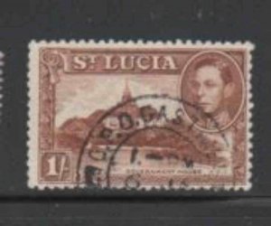 ST. LUCIA #121 1935 1sh KING GEORGE VI & GOVERMENT HOUSE F-VF USED