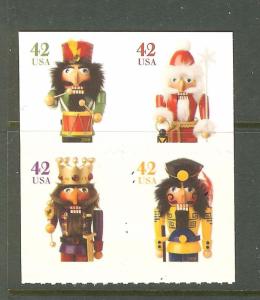 US Scott # 4364 - 4367 // 4367a Holiday Nutcrackers Block of 4 2008  MNH