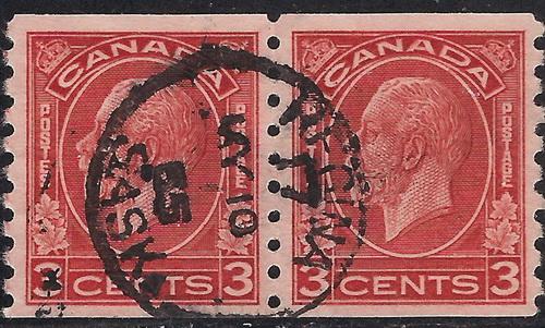 Canada # 207 Used VF coil pair light  CDS cancel Cat $ 1.50