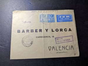 1933 British Malta Airmail Cover Valletta to Valencia Spain