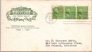 FDC 1939 SC #804b Farnam Cachet - Washington DC - Strip Of 3 - J742