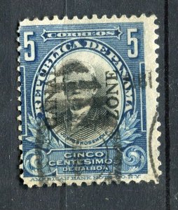 CANAL ZONE; 1909 early Optd. issue fine used 5c. value