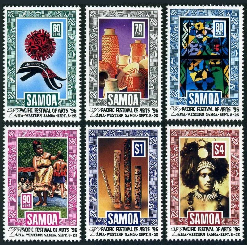 Samoa 923-928,MNH. Pacific Festival of Arts 1996.Logo,Dancing,Wood carving,Chief 