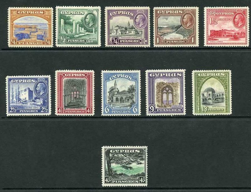 Cyprus SG133/43 1934 Set of 11 M/M Cat 200 pounds