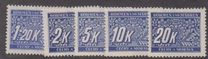 Bohemia & Morevia - 1939-40 - SC J10-14 - MH - High values