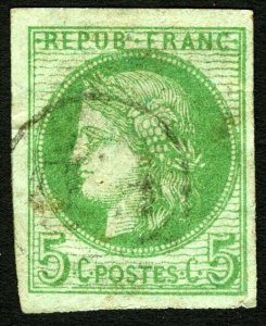 France #53B 1870-1873 5c Imperf Ceres Head Bright & Fresh VF Used