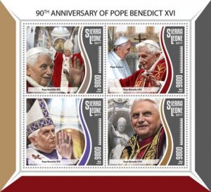 Sierra Leone - 2017 Pope Benedict XVI - 4 Stamp Sheet - SRL17809a