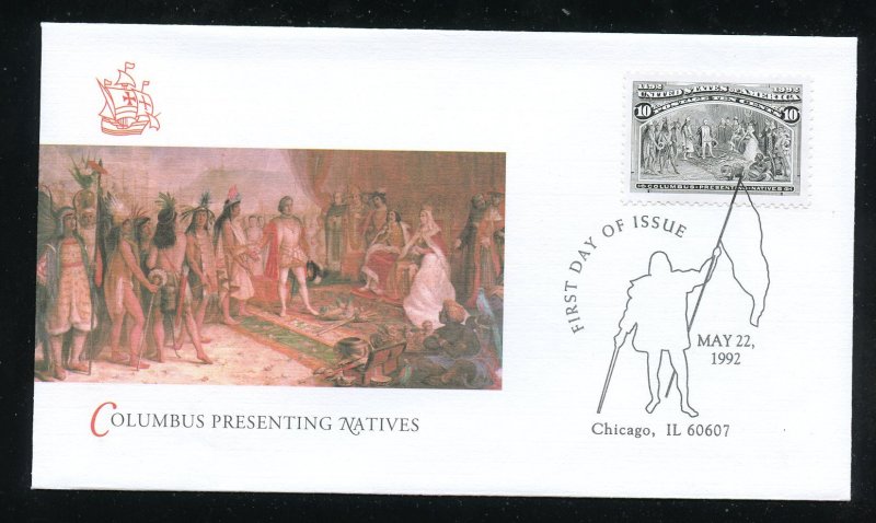 US 2628a Voyages of Columbus - 10c black brown UA Fleetwood cachet FDC