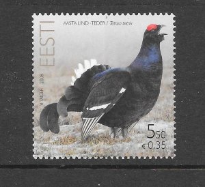BIRDS - ESTONIA #595 BLACK GROUSE MNH