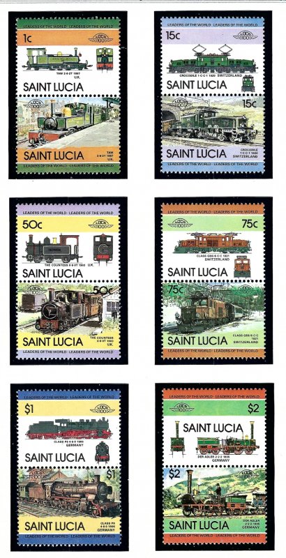 St Lucia 674-79 MNH 1984 Locomotives (KA)