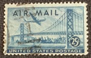 US #C36 Used Airmail Single SFO-OAK Bay Bridge SCV $.25 L14