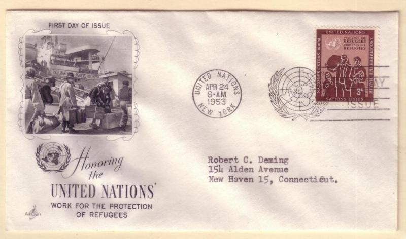 United Nations FDC Sc. # 15 Refugees      L29