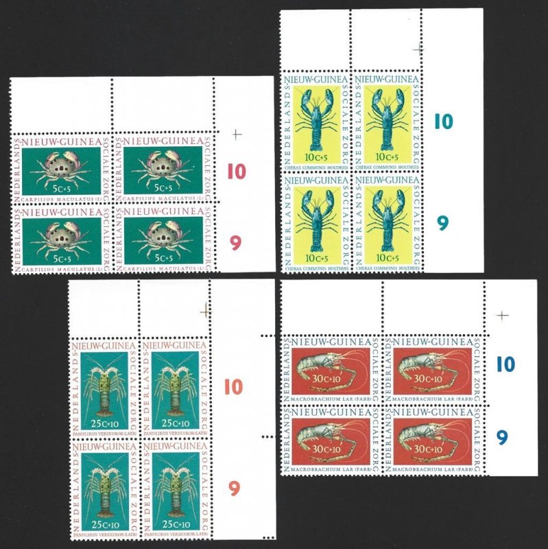 Netherlands New Guinea 1962 Crab | Lobster BLOCKS Set #B31-34 F/VF-NH