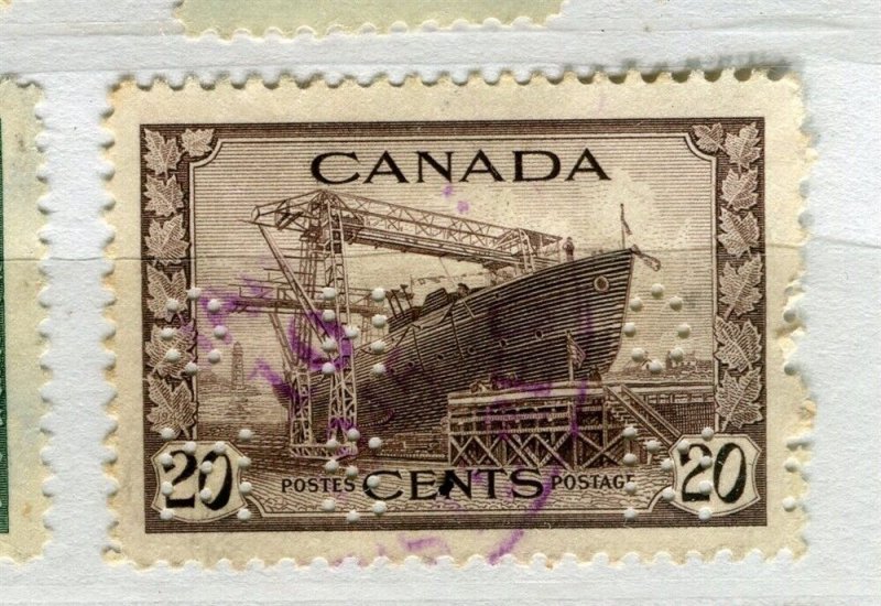 CANADA; 1942-48 early GVI issue OFFICIAL PERFIN issue fine used 20c. value