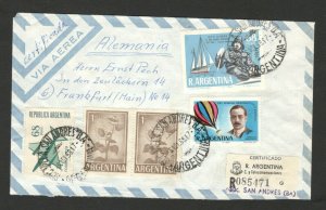 ARGENTINA TO GERMANY -NICE AIRMAIL R LETTER-FAMOUS-FLOWERS-1968.