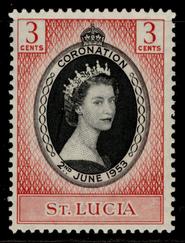 ST. LUCIA QEII SG171, 3c 1953 CORONATION, NH MINT. 