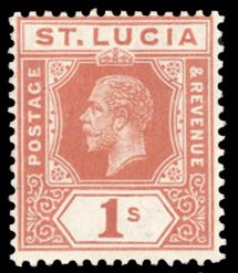 St. Lucia #71 Cat$20, 1912 1sh fawn, hinged