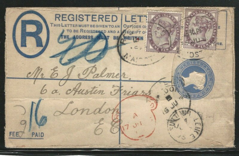 Great Britain, 1895 Registered Cover, Many Postal Markings