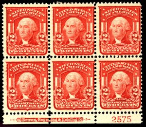 U.S. #319 MINT PL# Block OG HR 