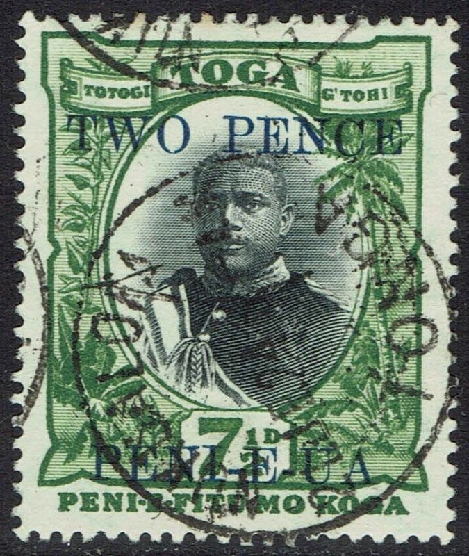 TONGA 1923 KING TWO PENCE ON 7½D USED