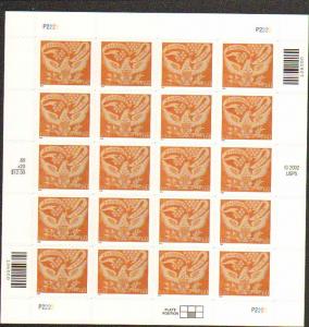 US #3646 Mint Sheet Coverlet Eagle 