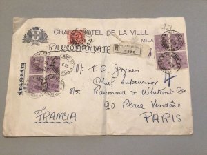 Italy Milano 1929 to Paris multi  stamps postal cover Ref 64600