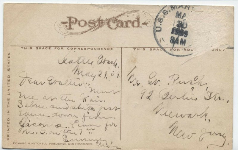 1909 USS Maryland postmark at Alaska-Yukon Expo stamp missing [5838.124]