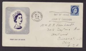 Canada 341 QEII 1954 Pen FDC