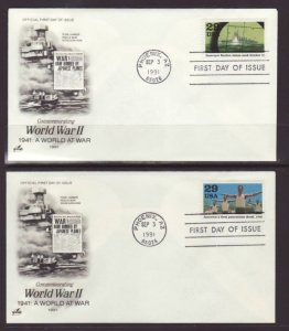 US 2559a-j WWII 1991 Artcraft S/10 U/A FDC