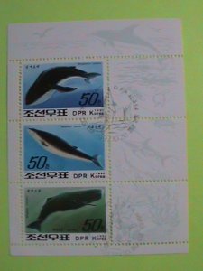 ​KOREA STAMP:1992-SC#3152a KOREA RARE WALES & DOLPHINS-CTO-MNH S/S SHEET#2