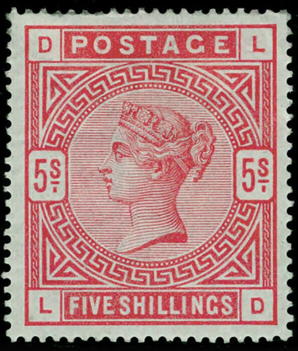 SG176, SCARCE 5s rose, M MINT. Cat £18000. BLUED PAPER. LD