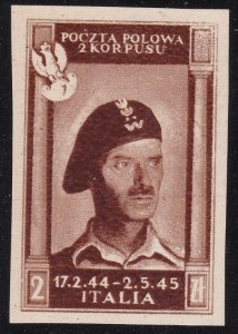 1946 POLISH CORP No. 8Ba 2 zl. dark chocolate brown NEW WITHOUT RUBBER