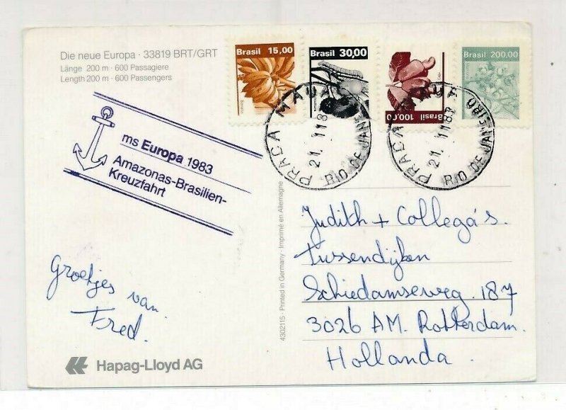 D181204 Brazil Postal Card MS Europa 1983 Rotterdam Netherlands