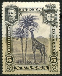 Nyassa Sc#27 MH/Unused, 5r blk & vio, King Carlos I (giraffe and camels) (1901)