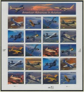 2005 Advances in Aviation airplanes Sc 3925a MNH full 37c pane of 10 different