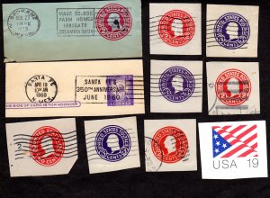 USA, Cut Squares, Lot of 10 used cut squares.  Lot 230811 -08