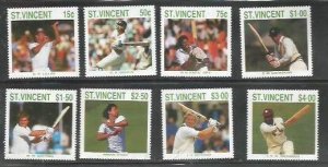 ST. VINCENT - Cricketers - Perf 8v Set - Mint Never Hinged