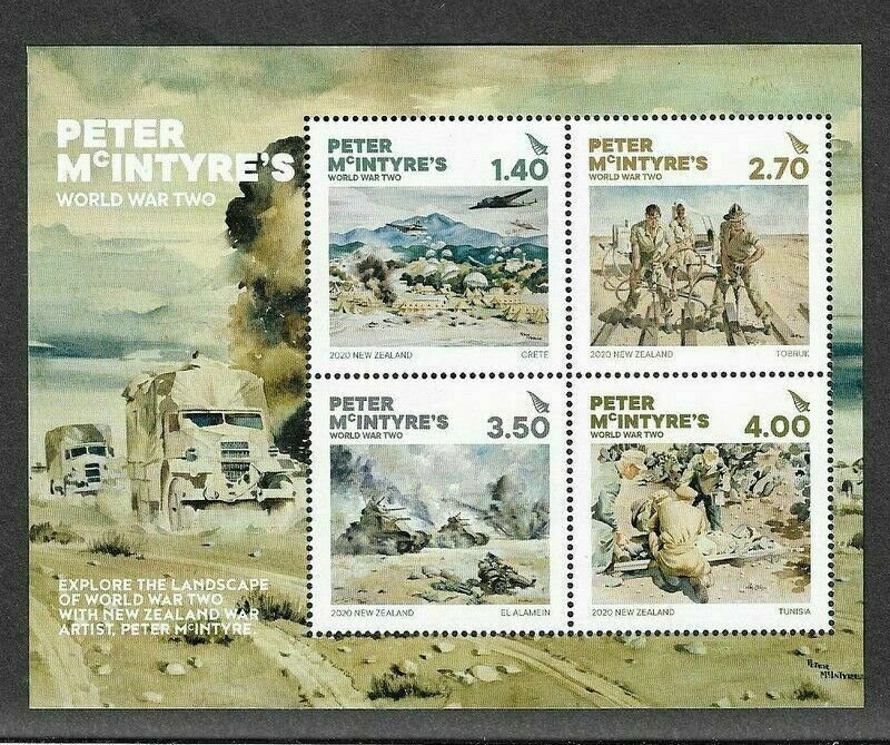 2020 NEW ZEALAND  SG:N/A - PETER MCINTYRES WW2 - UNMOUNTED MINT MINI SHEET