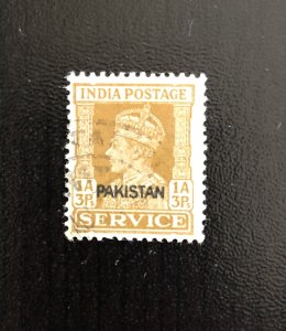 Pakistan 1947 Ovpt on India KG VI 1a3p SERVICE OFFICIAL £42 SG footnote RARE
