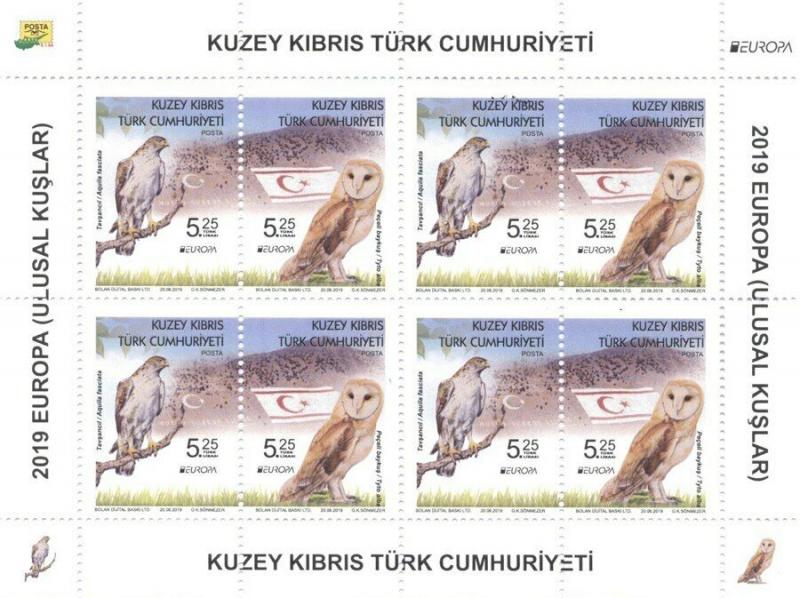 2019  - EUROPA (BIRDS - OWL)  - TURKISH CYPRUS - UMM BLOCK 