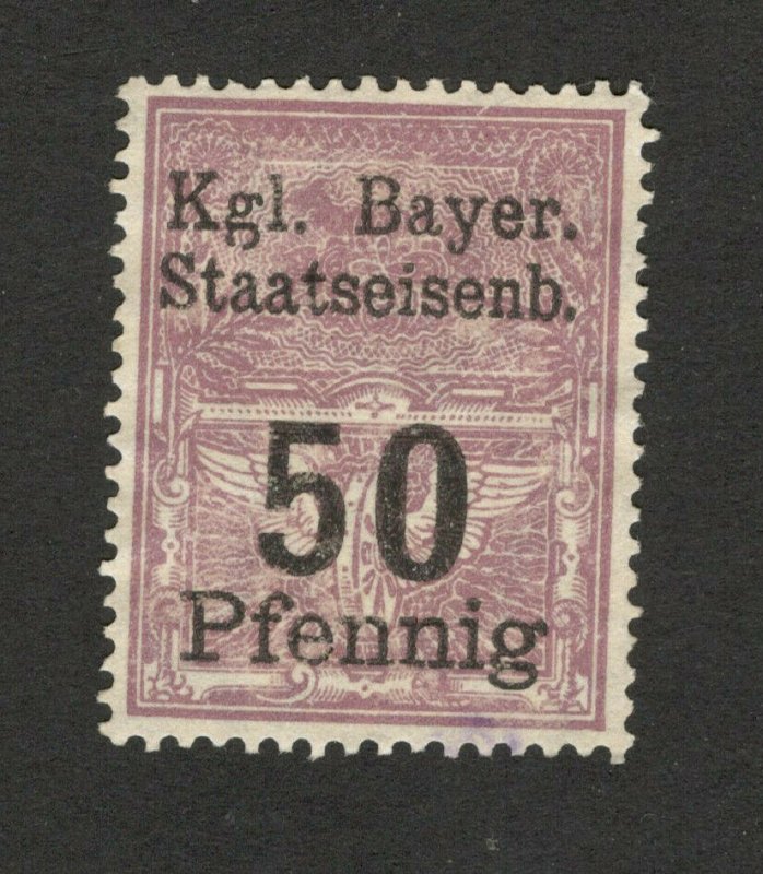 GERMANY-Kgl Bayer staatseisenb ovpt. train railway-fiscal tax due REVENUE- 50 pf 