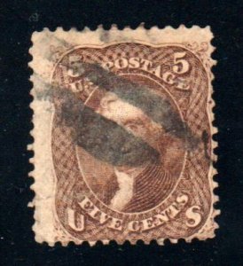 #76 1863 5c Jefferson Brown Used CV $120+⭐⭐⭐⭐⭐