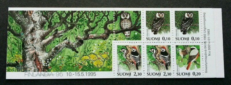 *FREE SHIP Finland Birds 1995 Owl Woodpecker Fauna (booklet) MNH