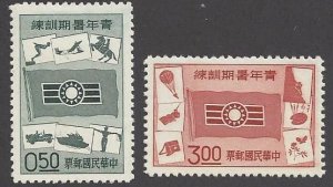 Republic of China #1265-6 MNH set, Youth corps flag & summer activities