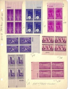 852-858 Mint,OG,HR... Plate Blocks and Blocks of 4... SCV $17.35