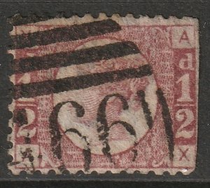 Great Britain 1870 Sc 58 used plate 4