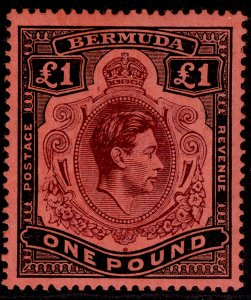 BERMUDA GVI SG121b, £1 pale purple & black/pale red, M MINT. Cat £80.