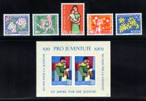 Switzerland B318-23 MNH,  50th. Anniv. of Youth Aid Foundation Set from 1962.