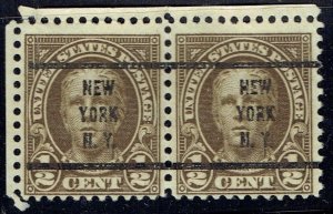 1929 .5c HALE w/Bureau precancel pair f/NEW YORK NY (653-61) Marginal pair! 